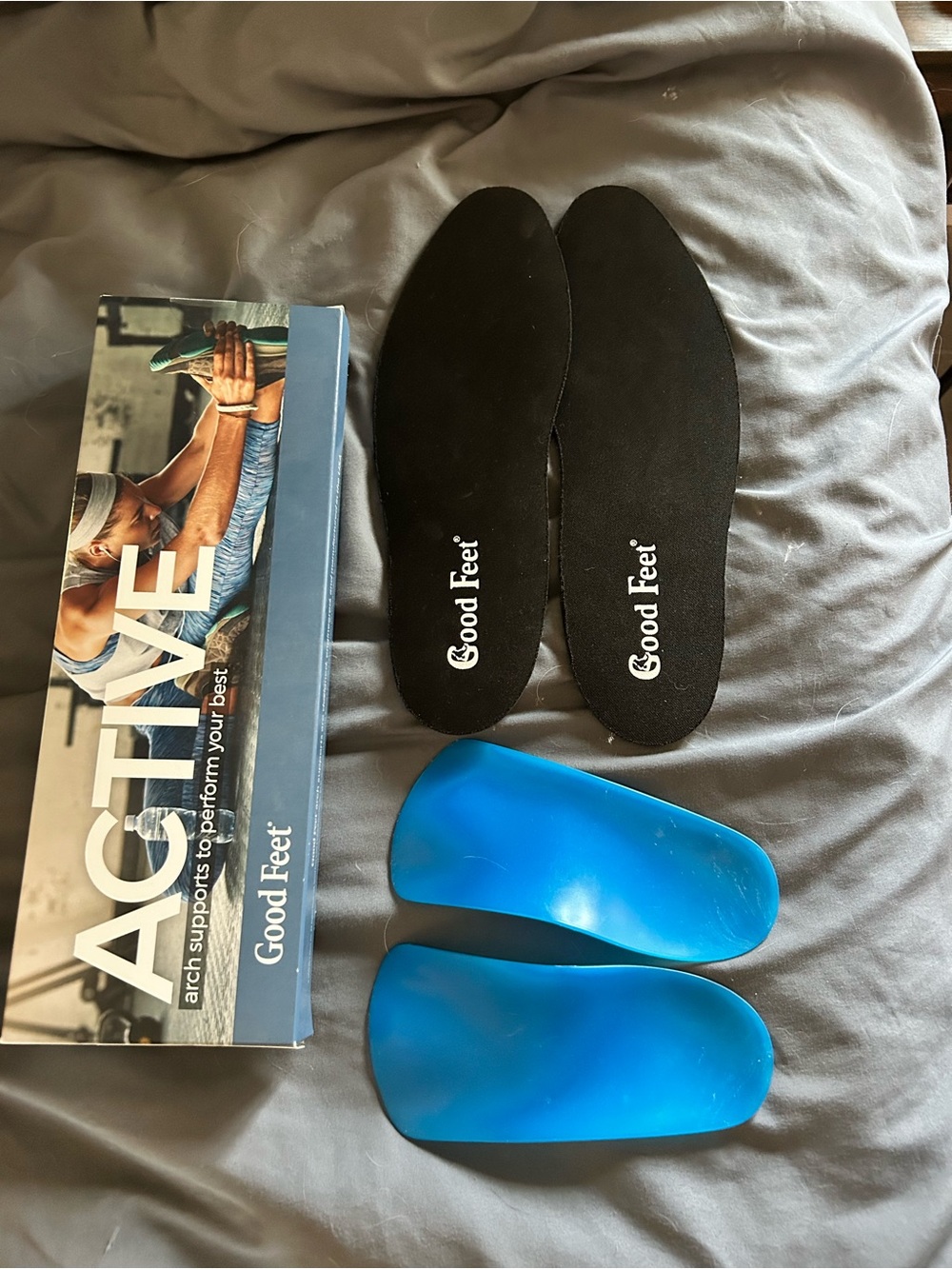 Good Feet Active Arch Support Insoles - Black & Blue